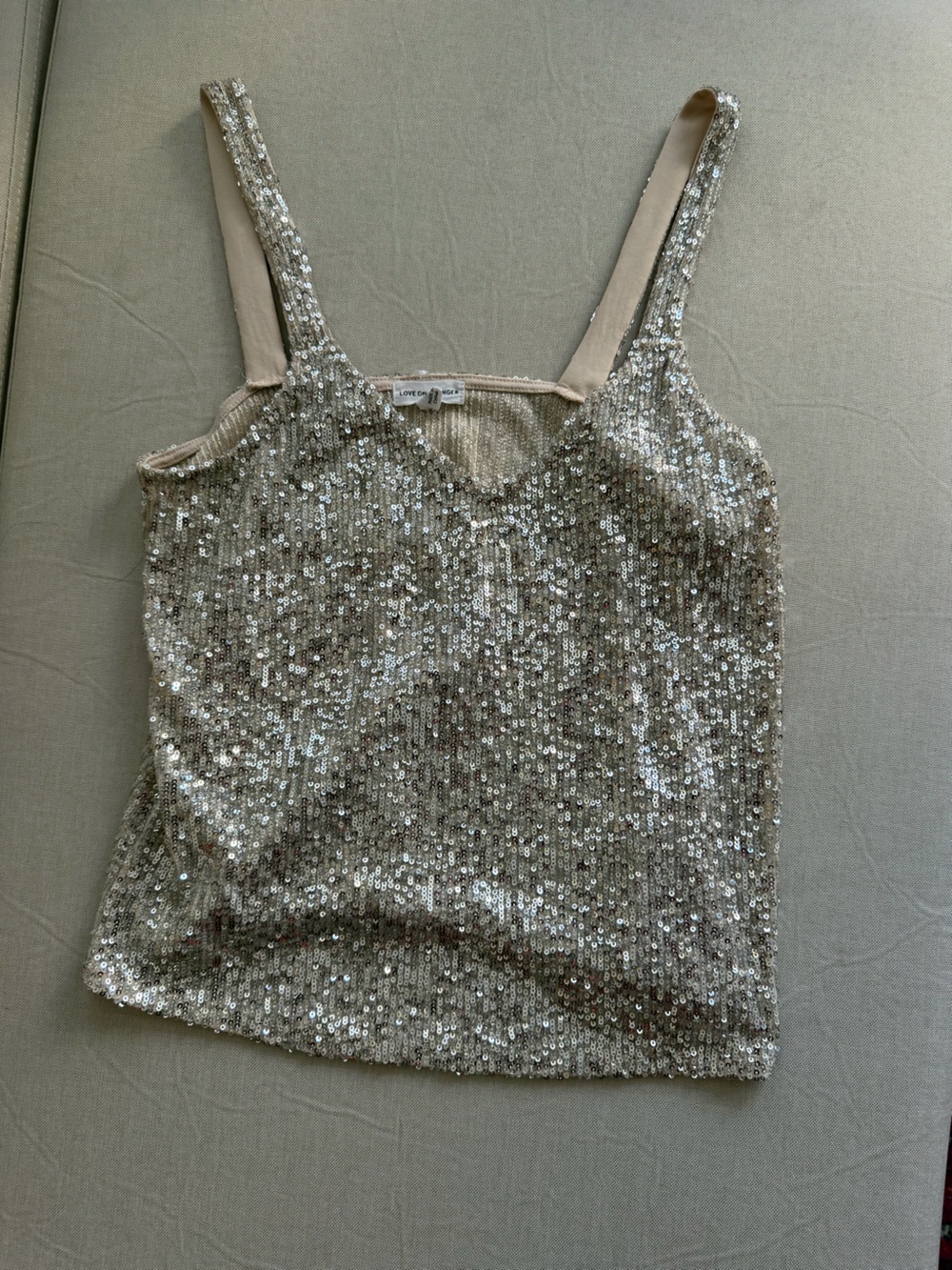 Sequined Tank Top - Champagne Gold